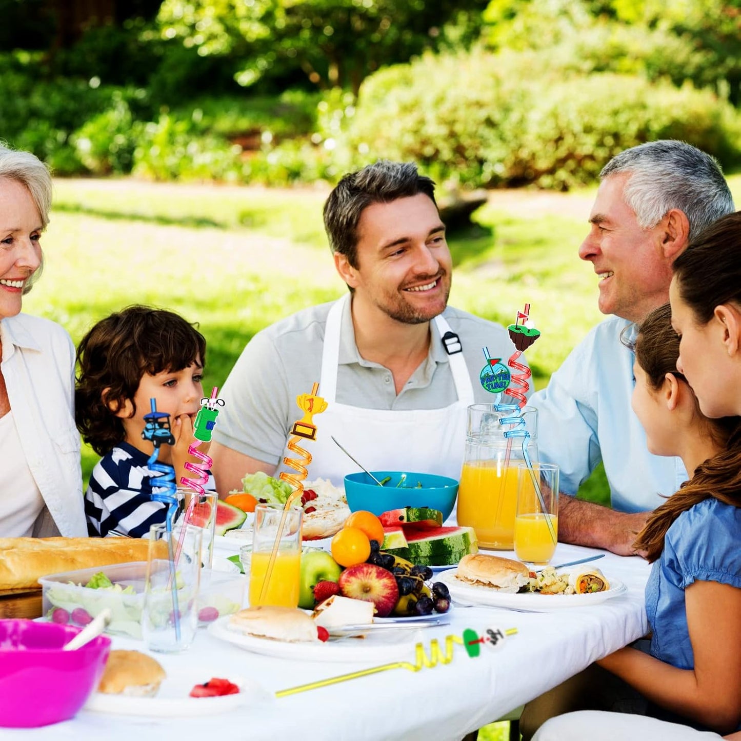 24 Pack Golf Party Decorations Favors Straws Golf Theme Birthday Party Supplies Par Tee Fore Time Decorative PET Drinking Straws Sports Themed Party Decorations for Kids Boys Baby Shower Retirement