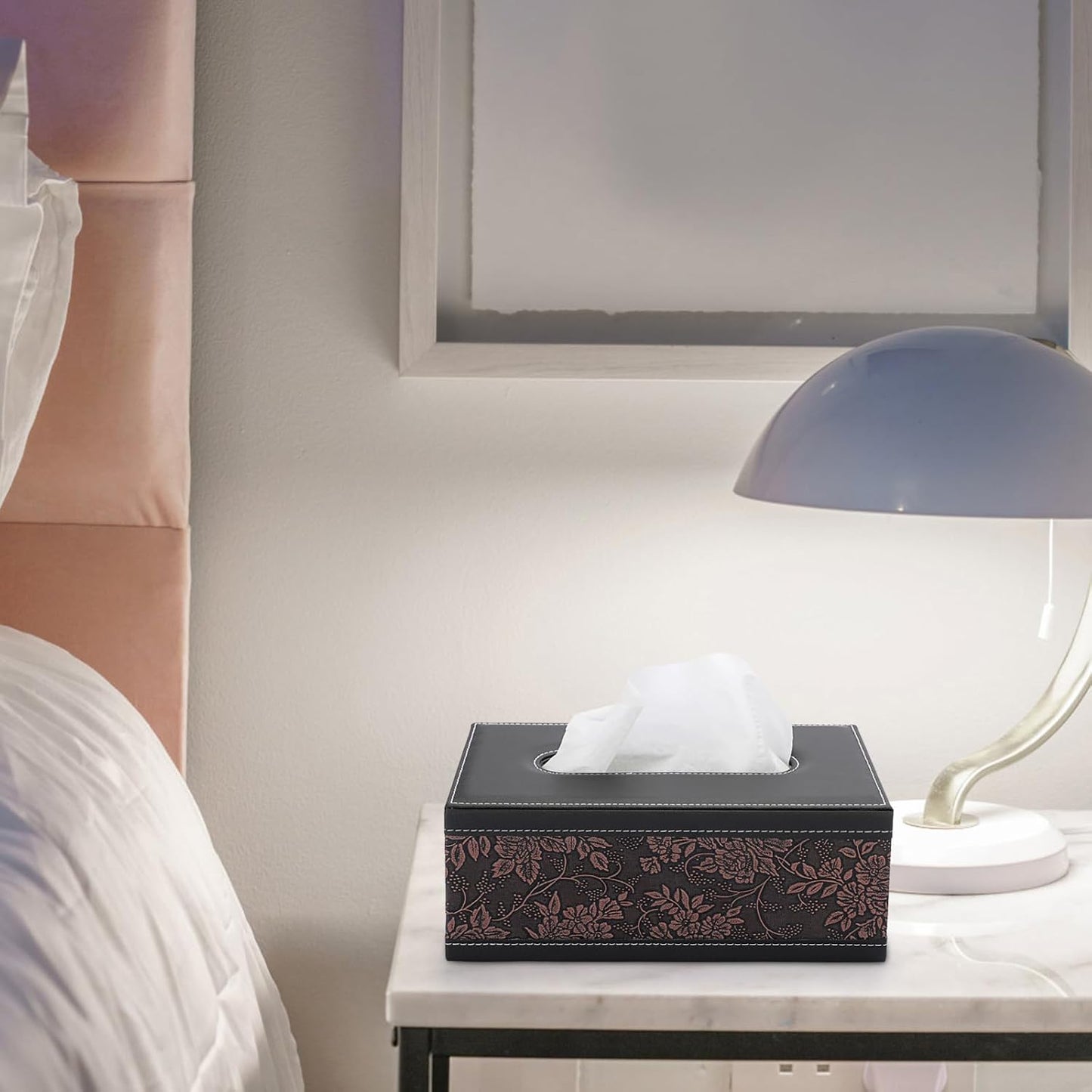 Sumnacon Tissue Box Cover Rectangule Leather Tissue Box with Magnetic Bottom,Stylish PU Tissue Box Holder for Bathroom Toilet Bedroom Living Room Desk Table Office Car