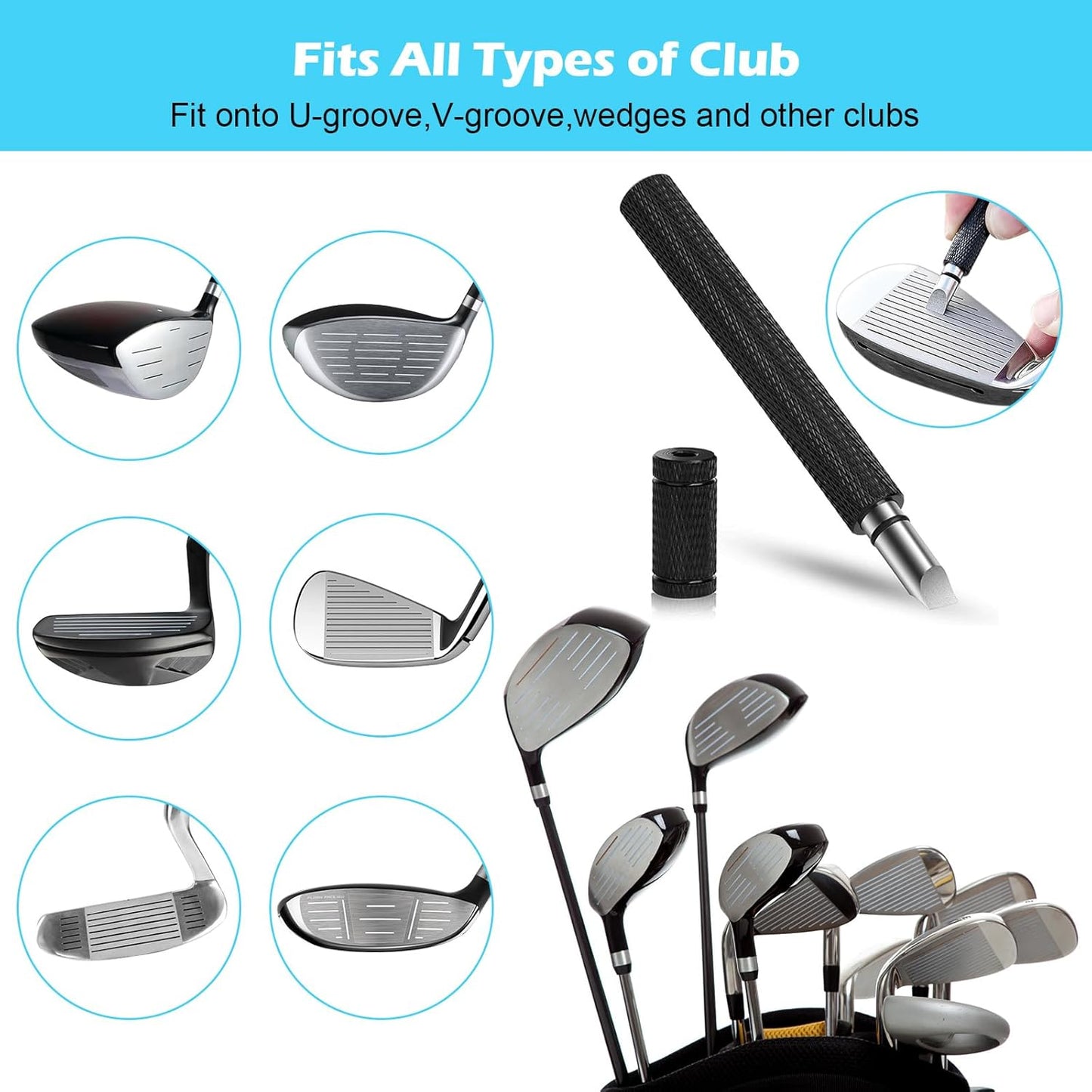 Golf Club Cleaning Kit with Golf Club Cleaner with Water Golf Towel Divot Repair Tool Groove Sharpener Golf Ball Alignment Kit Complete Golf Cleaning Kit Golf Accessories for Women Men