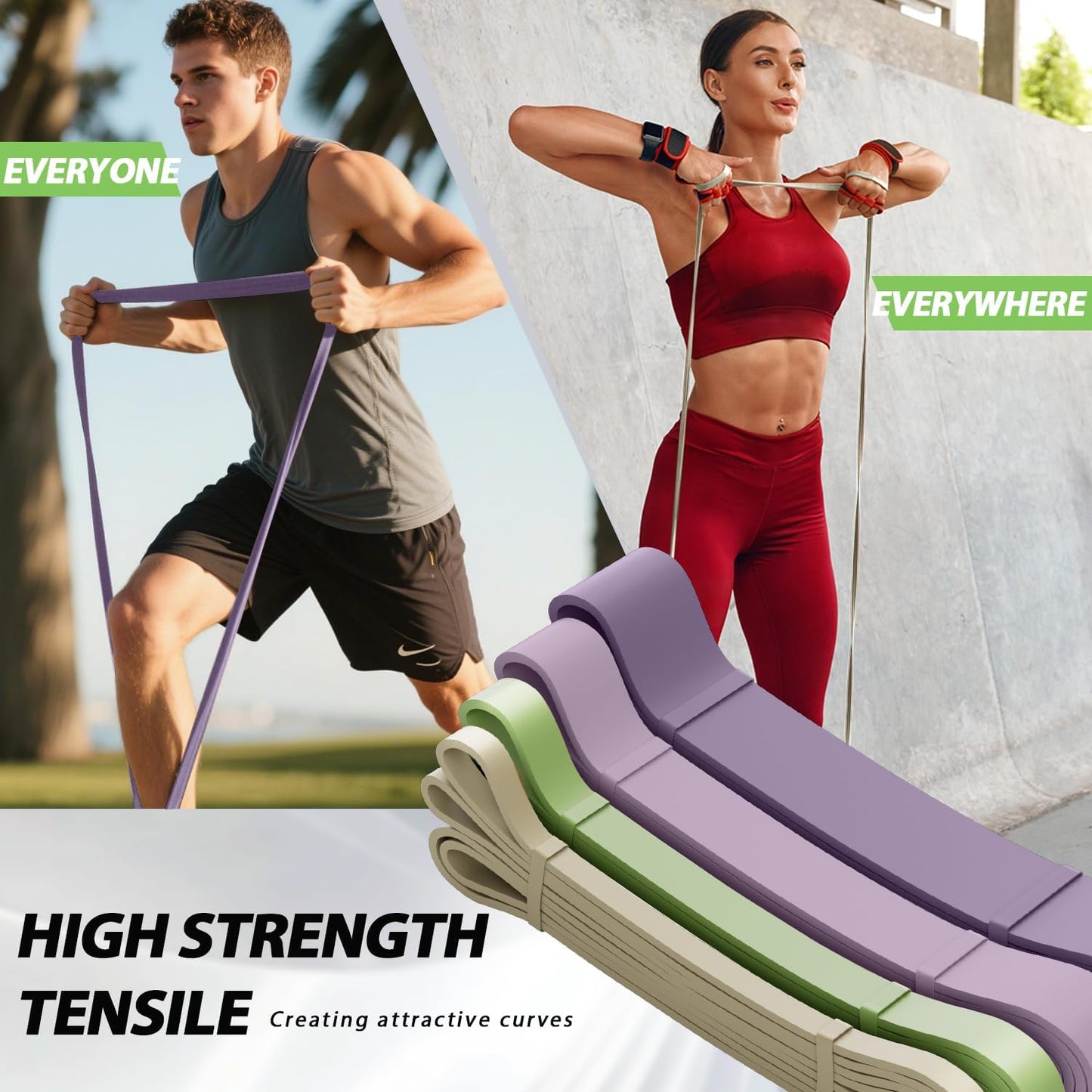 LEEKEY Resistance Bands, Exercise Bands with Handles,Pull Up Assist Bands - Band Set with Door Anchor - Bands for Working Out,Band for Men and Women Fitness Training,Home Workouts