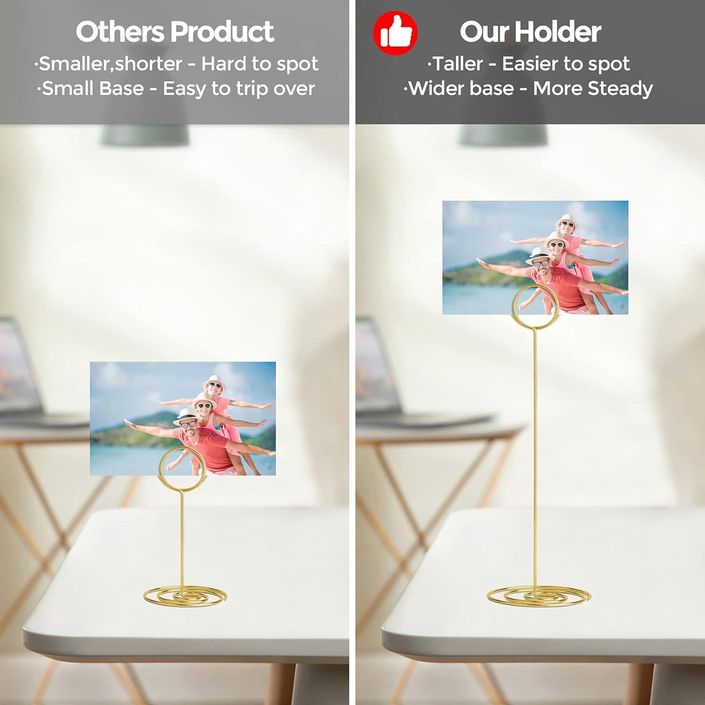 Table Number Holders 10Pcs - 8.75 inch Place Card Holder Tall Table Number Stands for Wedding Party Graduation Reception Restaurant Home Centerpiece Decorations Office Memo (Silver)