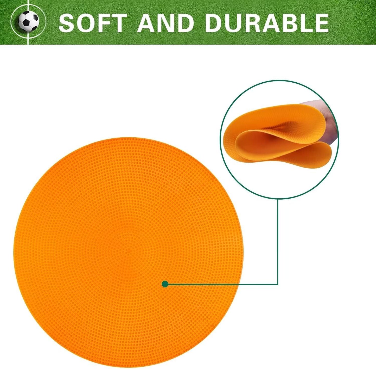 Poly Spot Markers 9 inch Non-Slip Rubber Agility Markers Flat Field Cones Floor Dots for Football, Soccer, Basketball Training Markers, School Activities, Exercise Drills, Social Distancing