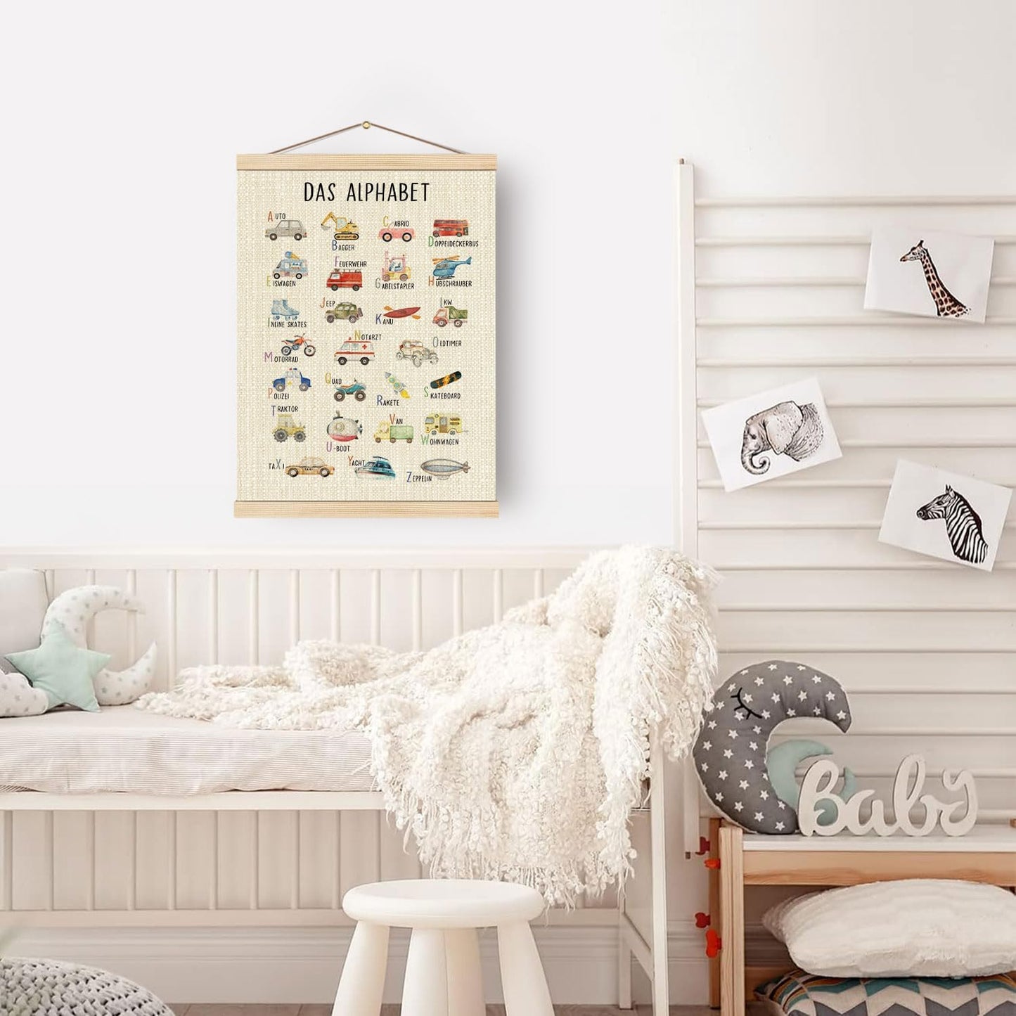 Boat Wades Vehicles Abc Wooden Poster Hangers 12x16 Inch,Transport Alphabet Poster Hanger Frame,Abc Posters For Toddlers,Cartoon Vehicle Kids Room Nursery Decor