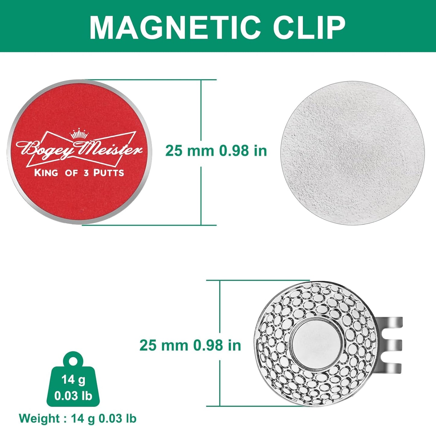 Golf Ball Marker Hat Clip, Funny Golf Accessories, Golf Gifts for Men 25 MM