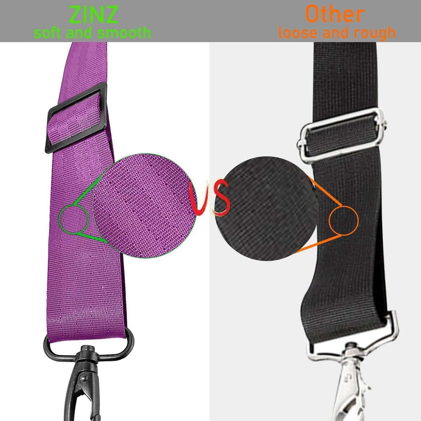 ZINZ 77 Inch Shoulder Strap Univesal Bag Strap with Fixed Pad Ultra Thick Plus Long & Breathable Cushion, Replacement Strap for Bags,Purple