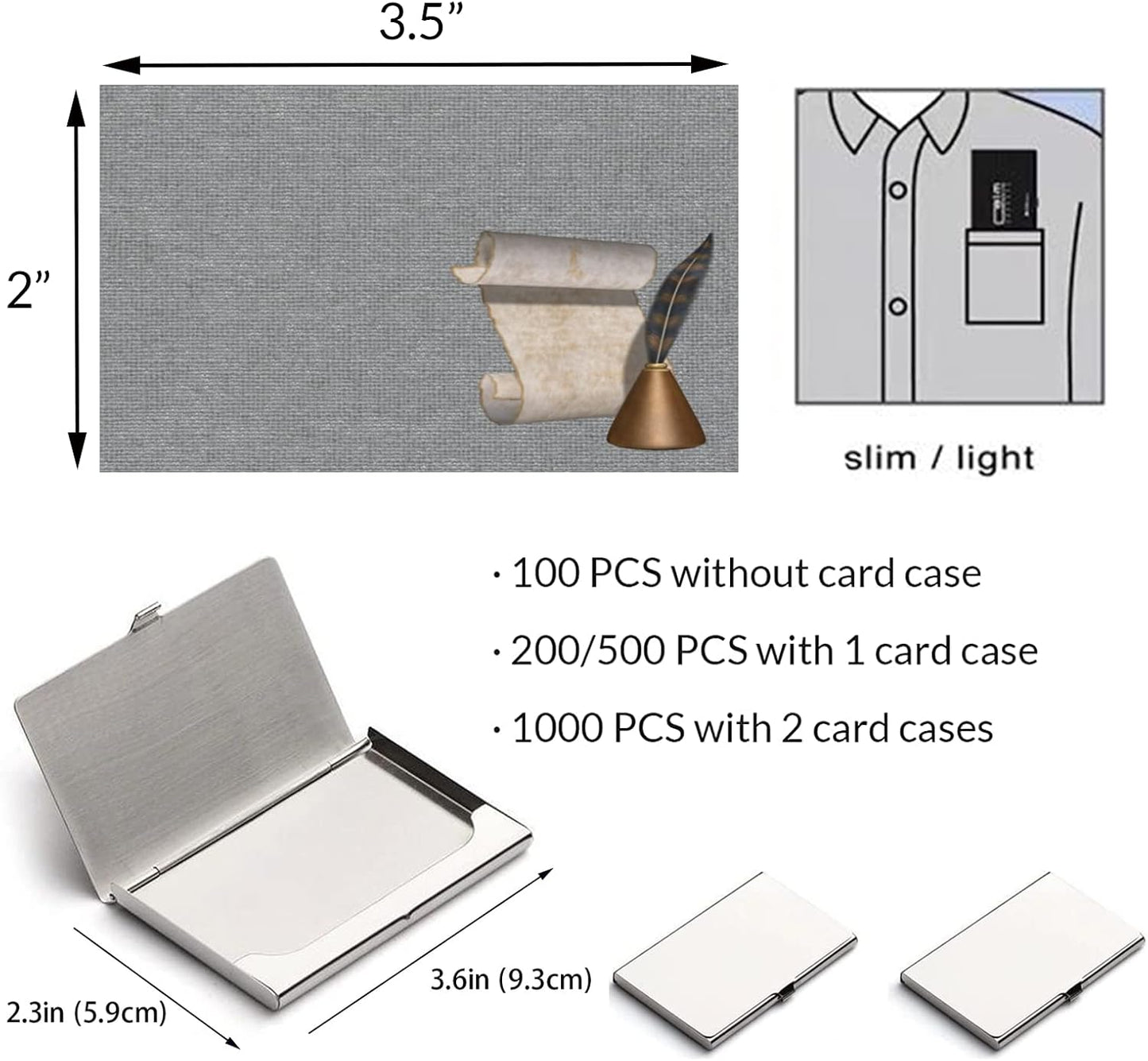 Custom Business Cards 100PCS Double-sided Printing Business Cards Customize with Your Logo Personalized 3.5"x 2" Cards for Business - Notary