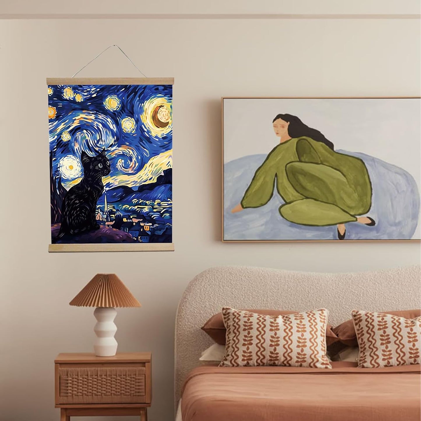 BUPOfromcn Starry Night Funny Black Cat Wall Art Van Gogh Prints Cat Lover Gifts 12x16inche Aesthetic Prints Painting For Home Bedroom Dorm Cat Pictures Wall Decor