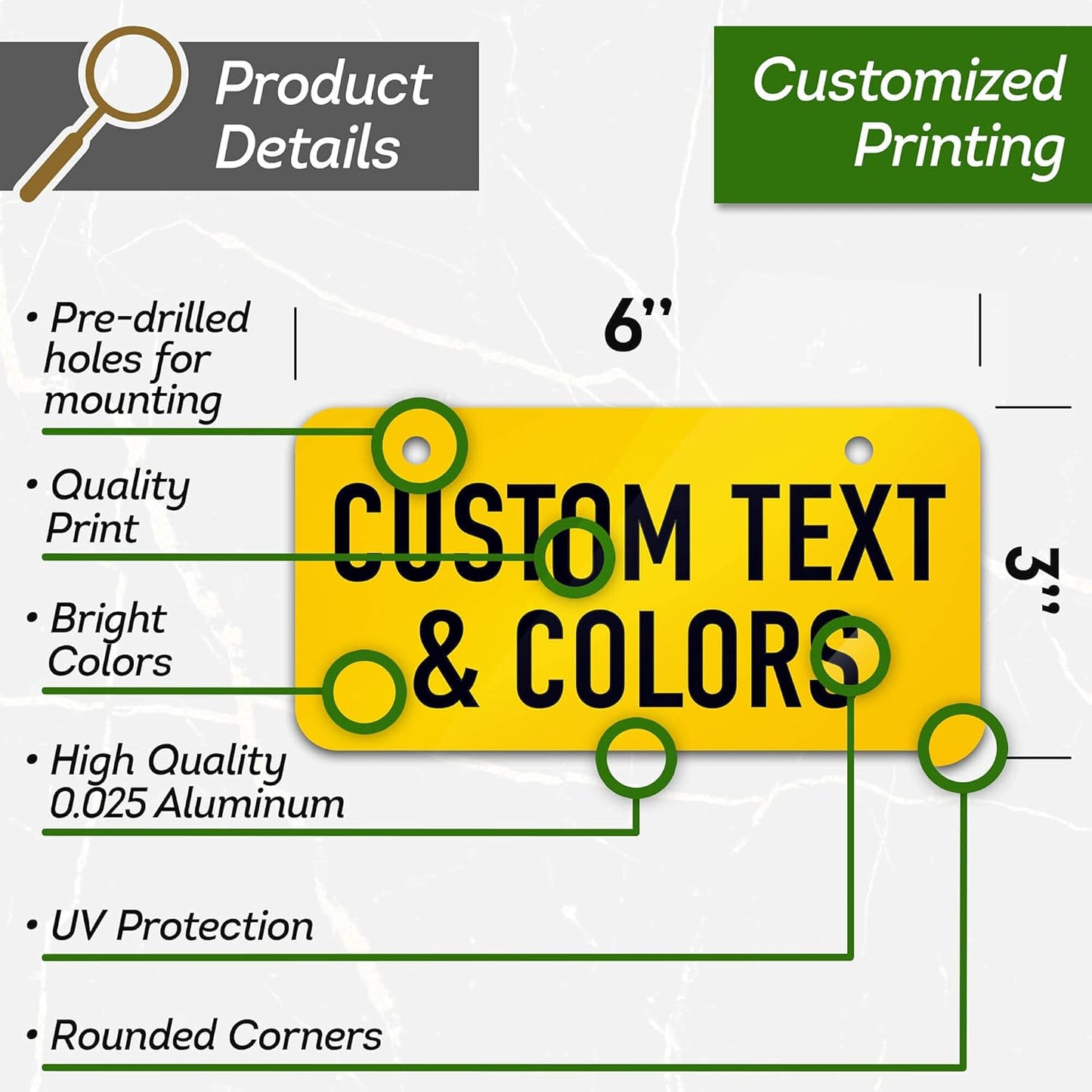 Mini License Plates Personalized, Custom License Plate for Bikes, ATV, Kids Car, Kids Bike, Golf Cart, Wagons and Key Rings | 3X6 Inch Metal - 40 Colors, 20 Fonts, by: My Sign Center, USA