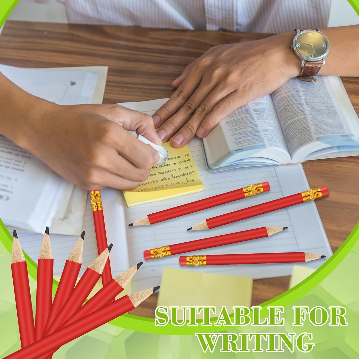 50 Pcs 4 Inch Mini Golf Pencils with Erasers Bulk Pack of Wooden Pencils for Parties Weddings School and Offices (Red)