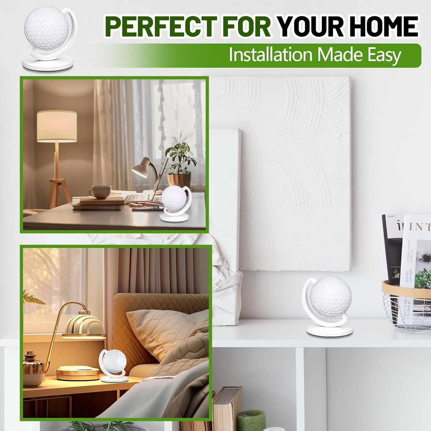 Wenqik 1 Pcs Globe Shaped Golf Ball Display Stand Tabletop Acrylic Ball Holder Single Hole Frame Case for Desk Bookshelf Bookcase Shelf Mantel Decor, Christmas Golf Gift for Dad, Grandfather (White)