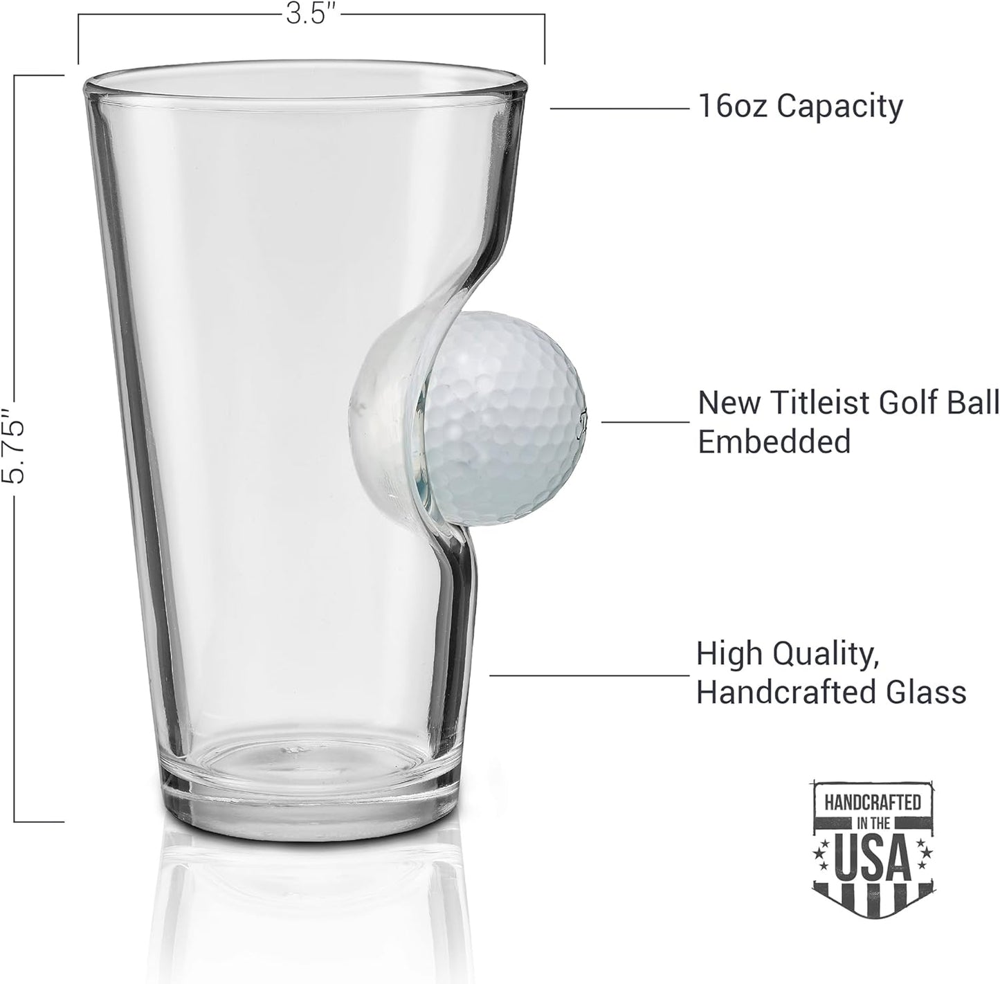 BenShot Golf Ball Pint Glass - 16oz | Made in the USA