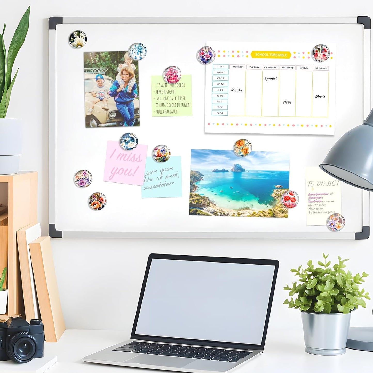 FIDNMAG Refrigerator Magnets, 12 Pcs Glass Fridge Magnets, Flower Magnet for Fridge, Decorative Magnet Small Cute for Refrigerator, Office, Home, Kitchen, Board, Locker, Fun, Adult, Classroom, Floral