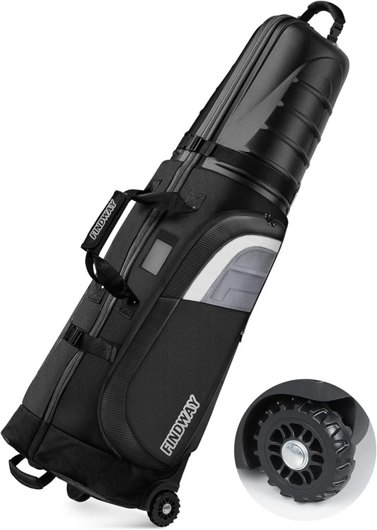 Findway Golf Travel Bags for Airlines with Wheels and ABS Hard Case Top, Protect Your Clubs, Waterproof 1680D Oxford Fabric and Oversize Tank Wheels, Lightweight and Easy to Maneuver