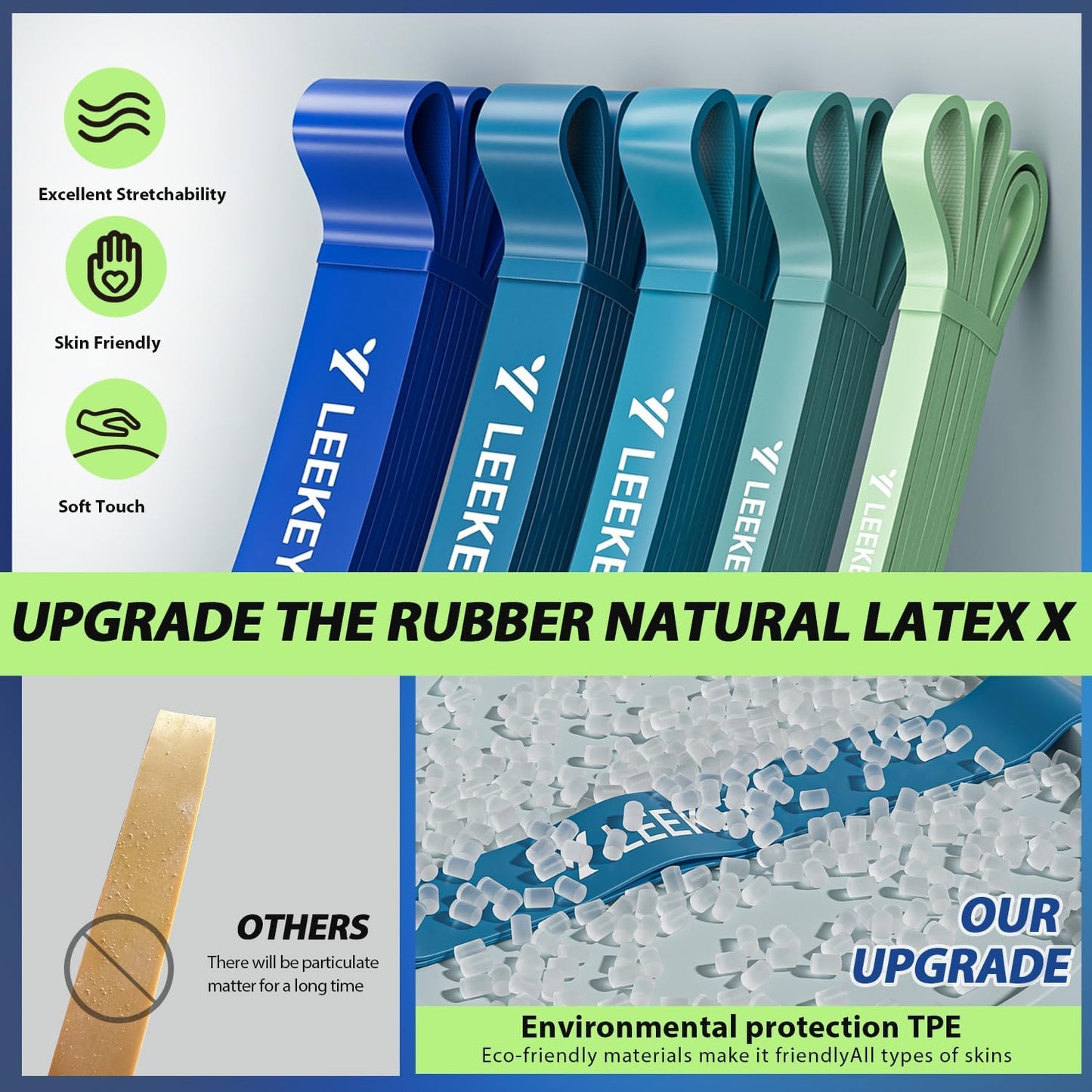 LEEKEY Resistance Bands, Exercise Bands with Handles,Pull Up Assist Bands - Band Set with Door Anchor - Bands for Working Out,Band for Men and Women Fitness Training,Home Workouts