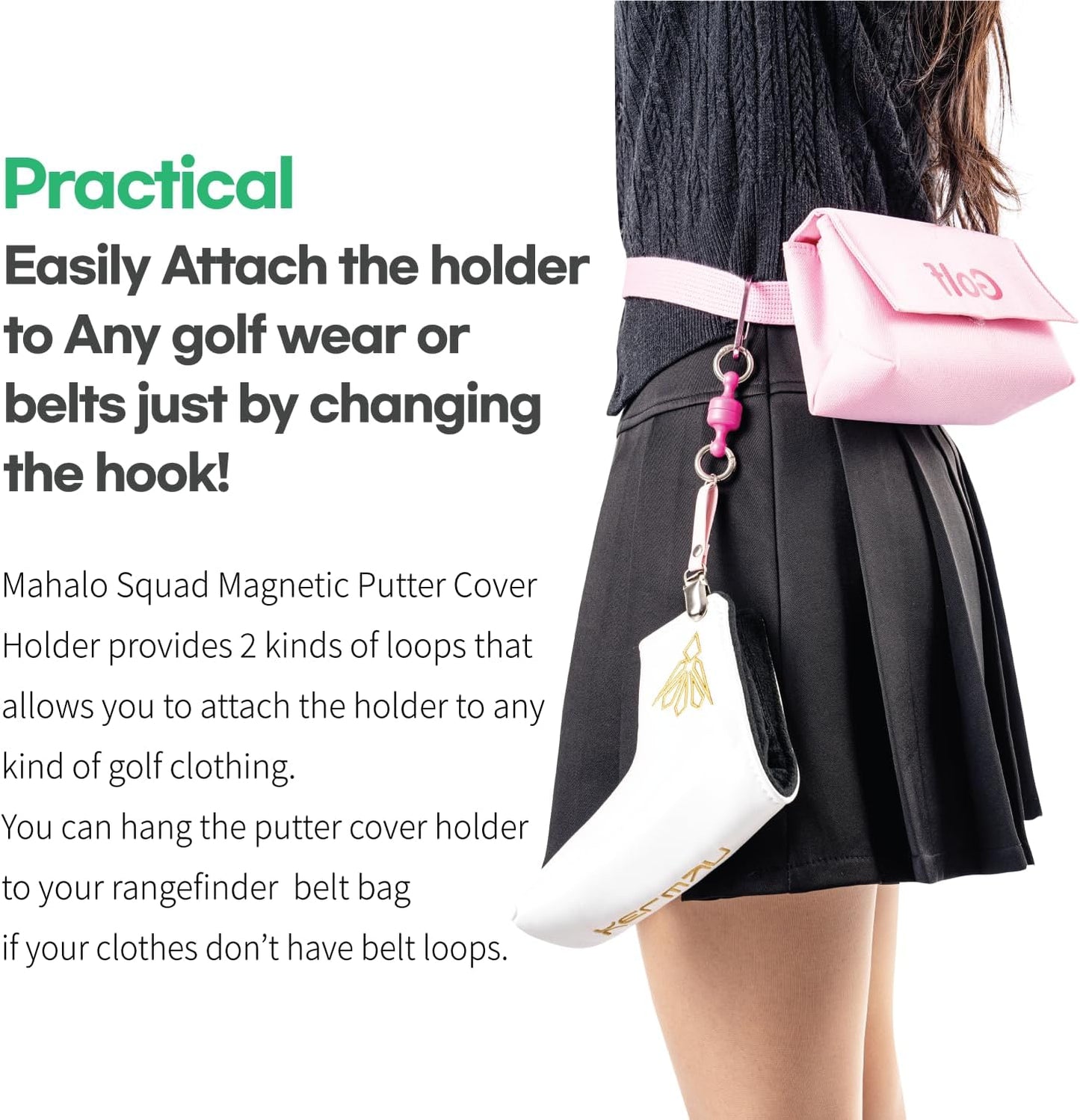 Magnetic Golf Putter Cover Holder | Versatile Use Golf Towels, Clothing & Accessories for Men & Women | Durable Headcover Keeper Leash with Strong Magnets