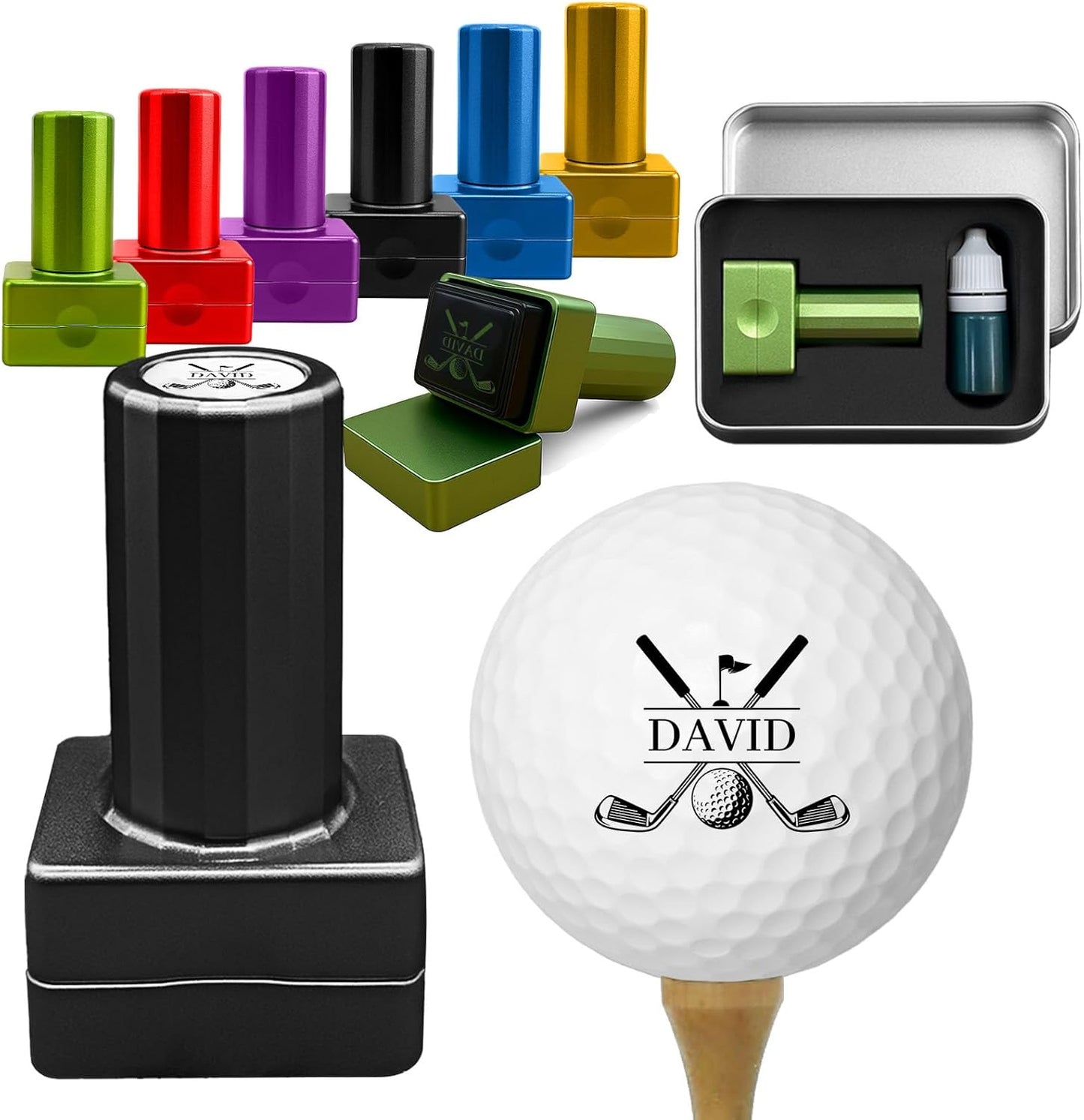 Lihome Golf Ball Stamp Personalized - Durable Waterproof Reusable Ink Stamper, Custom Golf Gift for Men, Dad, Retirement, Father's Day, Birthday & Christmas