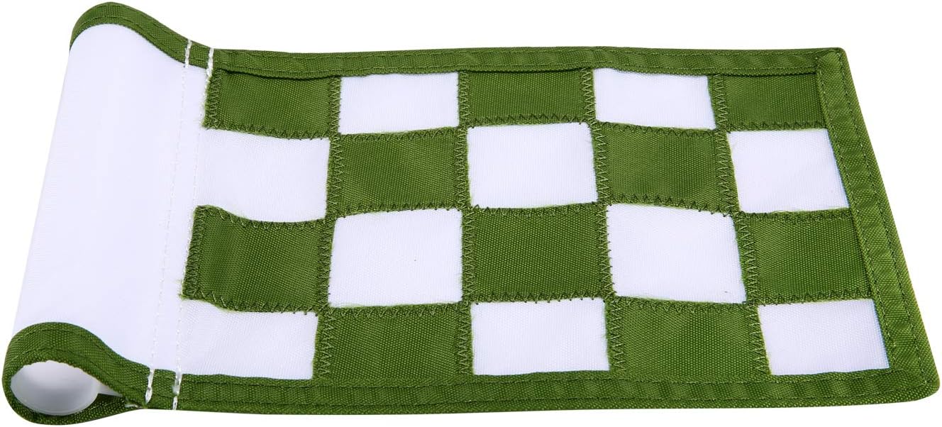 Nylon Golf Putting Green Flags - Solid & Checkered, Indoor/Outdoor, Portable Target Flags, 8.7"x6" (White-Green)