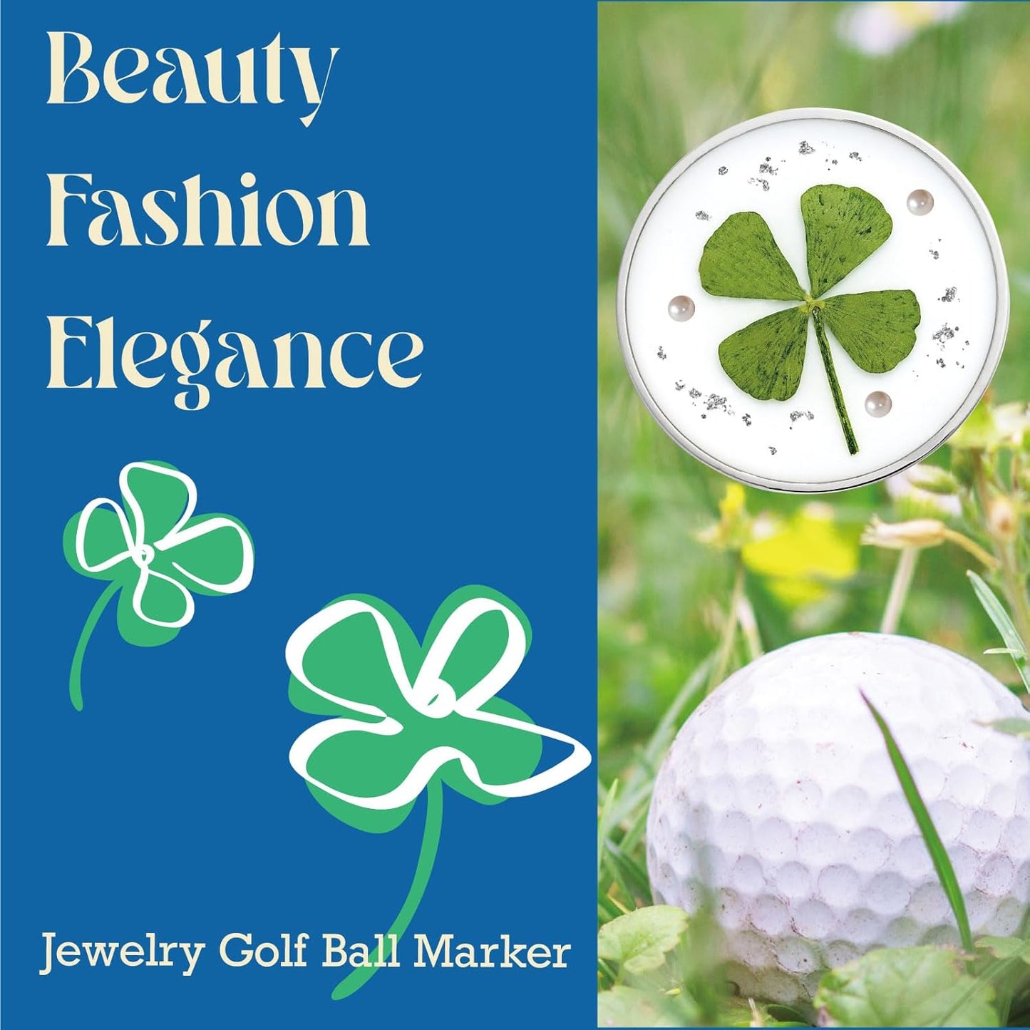 Golf Ball Marker hat Clip with Ball Marker, Handmade Pressed Flower Golf Marker, Golf Gifts, Golf Accessories for Women