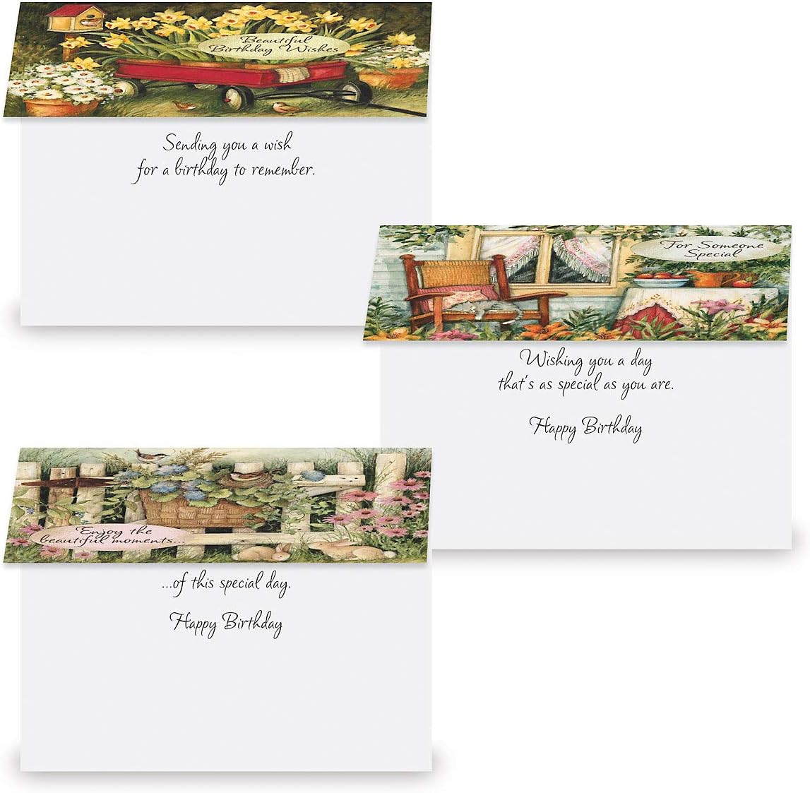 Current by Susan Winget Happy Birthday Greeting Card Set - Value Pack of 20 Cards With White Envelopes, 10 Designs, Large 5" x 7" Assortment