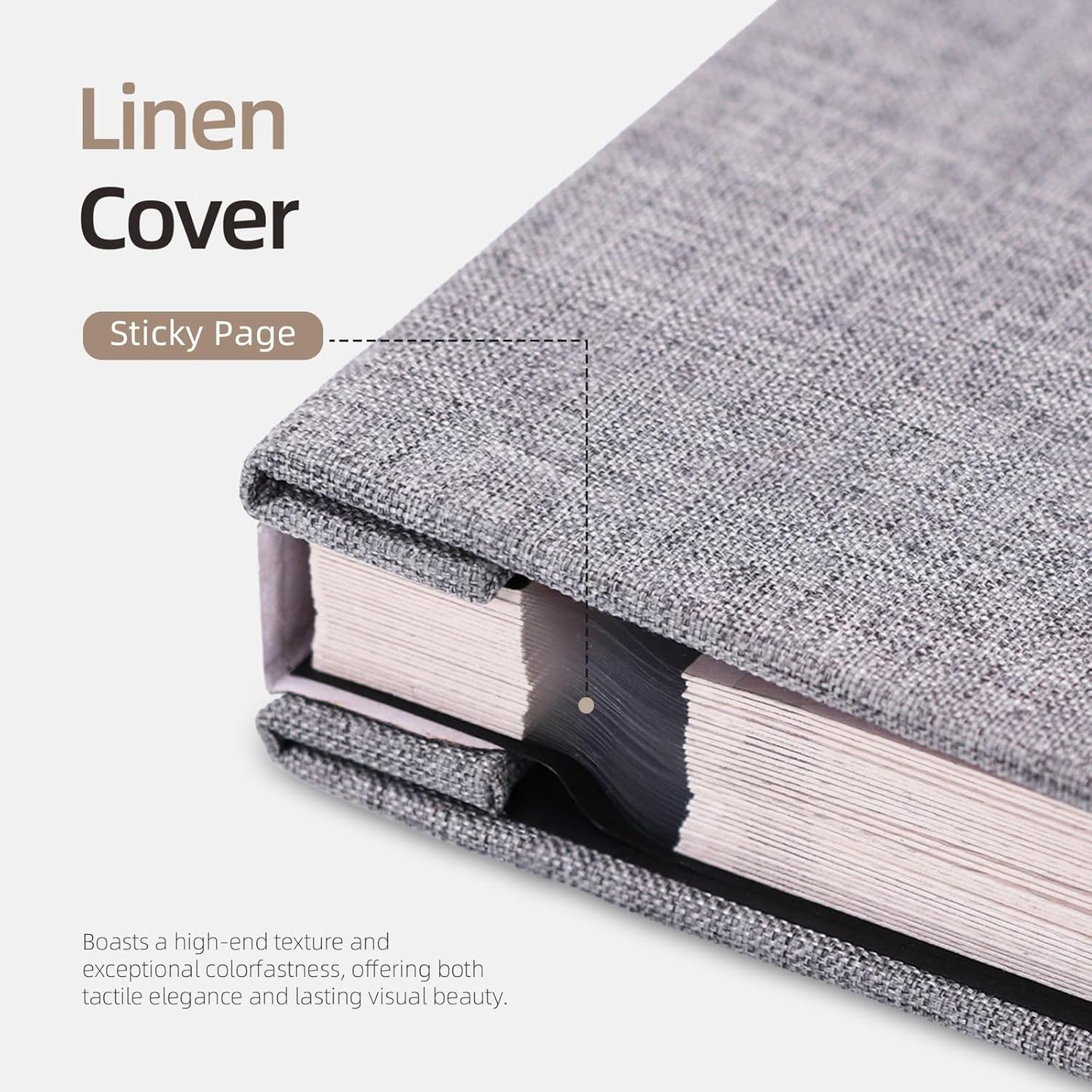 Vienrose Photo Album Self Adhesive 4x6 5x7 3x5 8x10 Scrapbook Album DIY Scrap Book with Metallic Pen 120 Pages Grey