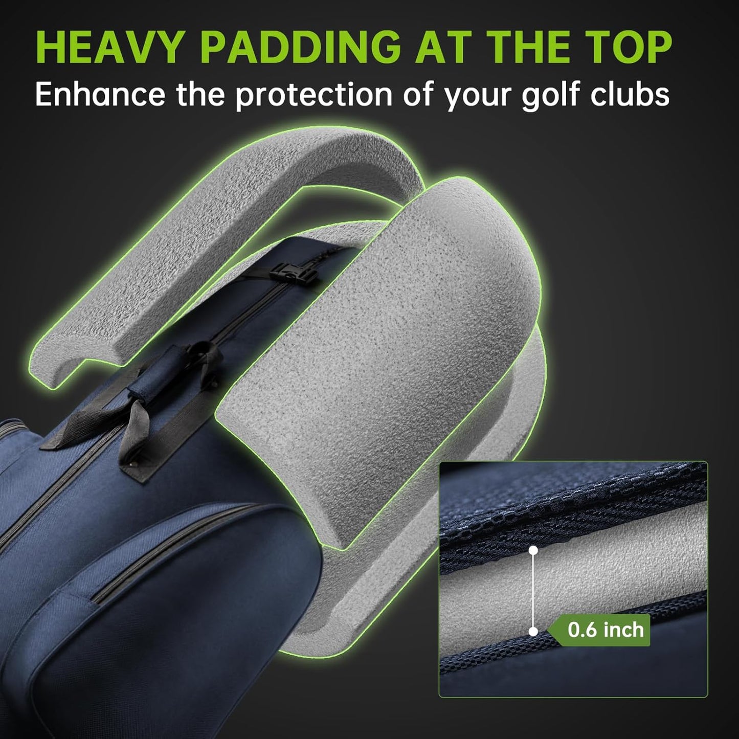 Padded Golf Club Travel Bag with Wheels, Golf Luggage Case Cover for Airlines - 1680D Wear-Resistant Oxford, Waterproof Coating Layer, Universal Size