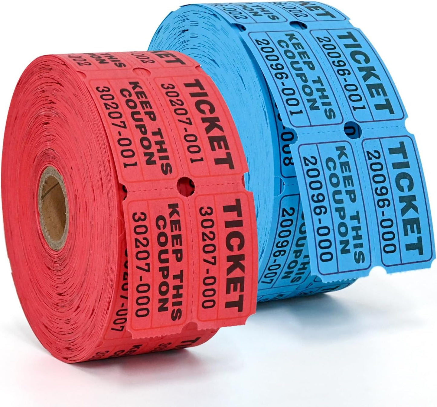 L LIKED 2000 Raffle Tickets Double Rolls 50/50 Stub Tickets with Consecutive Numbers 1000 Pairs per Roll,2 Rolls-Blue,Red