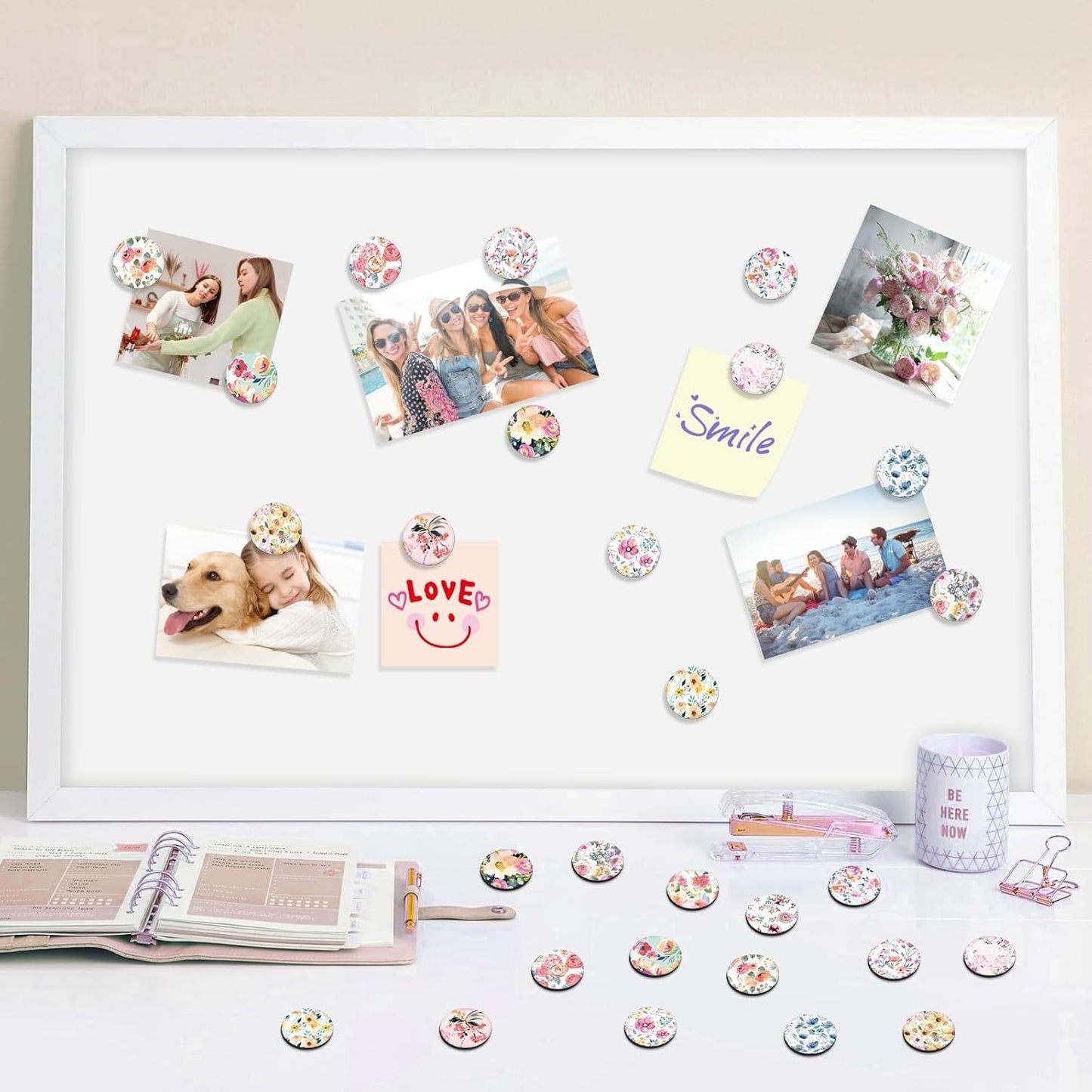 MORCART Fridge Magnets Colorful Flower Decoration for Refrigerator Locker Whiteboard Decorative Magnetic Board Cabinets Classroom Office Cubicle School Cute 16PCS