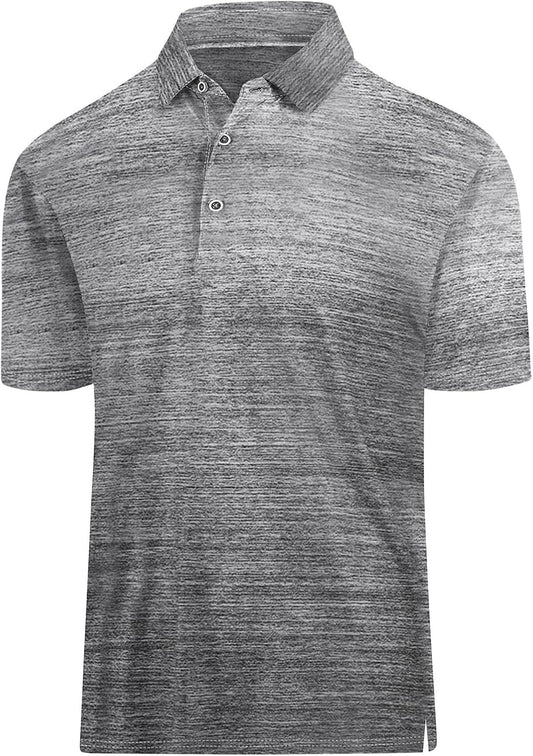 Hodaweisolp Golf Shirts for Men Dry Fit Print Moisture Wicking Performance Short Sleeve Polo Shirt