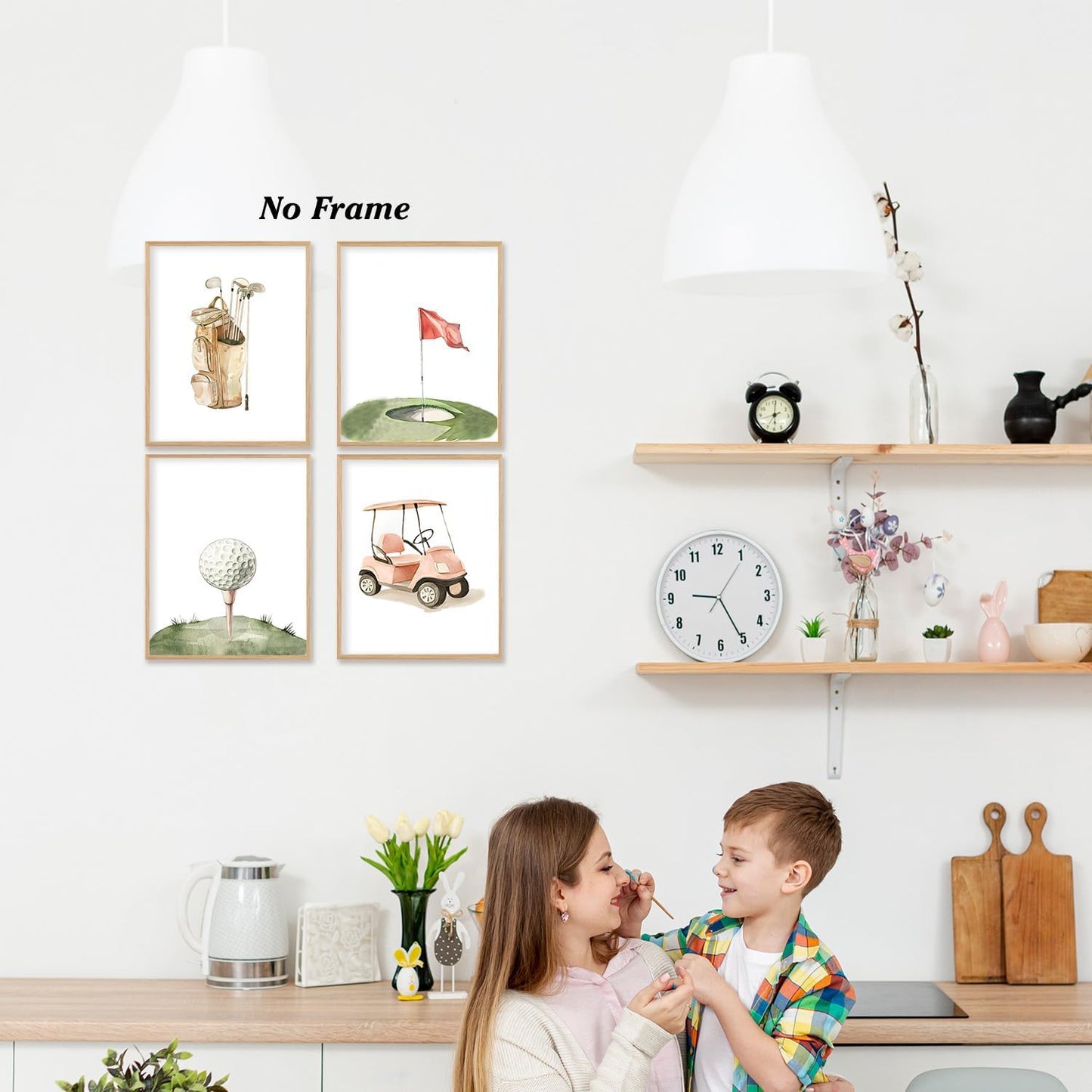 Boat Wades Golf Nursery Decor Unframed Wall Art Prints,Golf Gifts Decor Posters & Prints For Boys Room Decor,Watercolor Gofts Boy Nursery Posters Pictures 8x10 Set Of 4