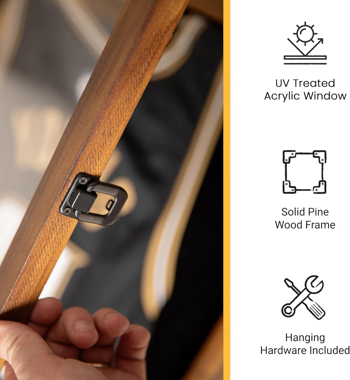 HBCY Creations 24x36 Rustic Brown Jersey Display Case - Solid Wood with Acrylic Window - Anti-Theft Lock with 2 Keys - for All Types of Jerseys