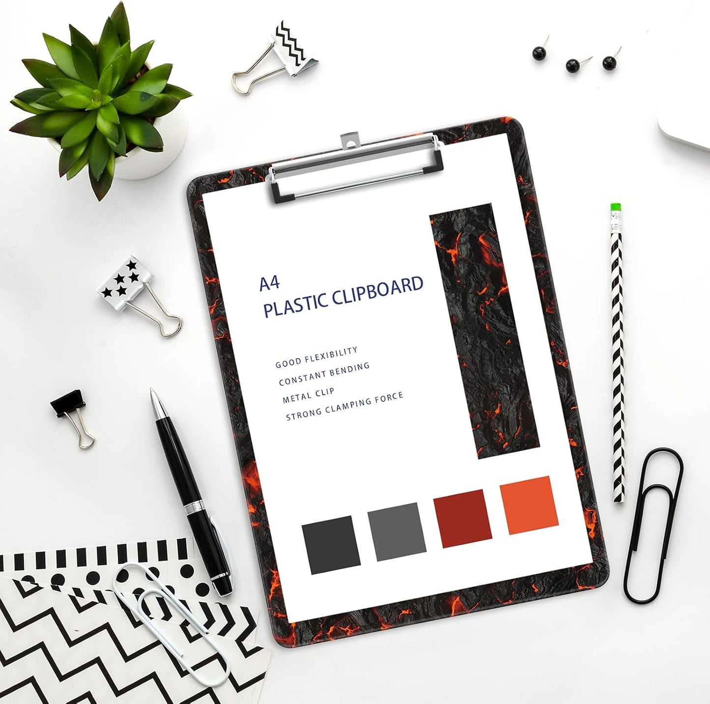 Plastic A4 Clipboards, Cute Clip Board Stardard Letter Size 9 x 12.5 in, Office Decorative for Students Women Men and Kids, Magma