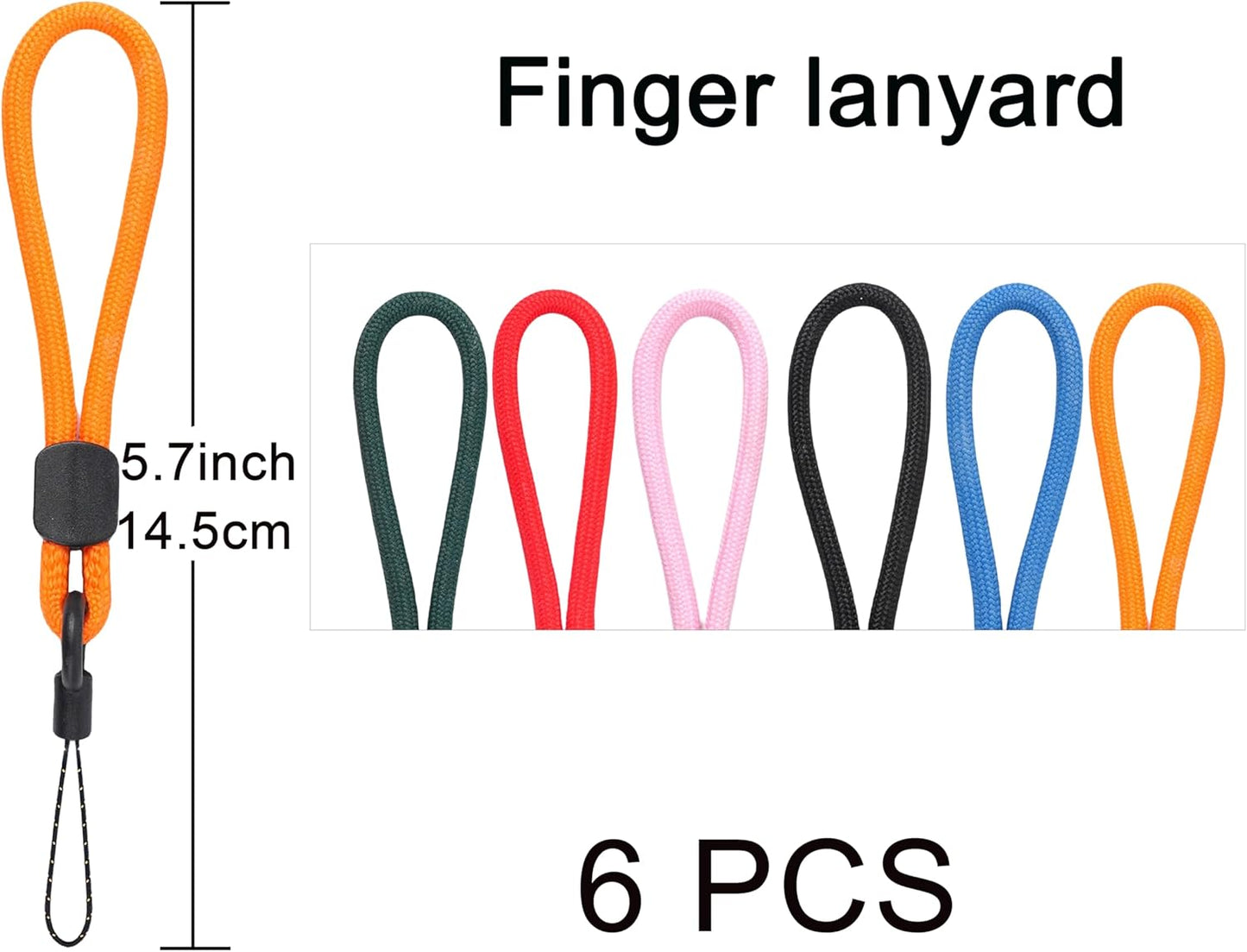 YOUOWO 6 Pack Finger Strap Ring Lanyards,Colored Rope Small lanyard For Phone Cases Keys Keychain USB ID Card Badge