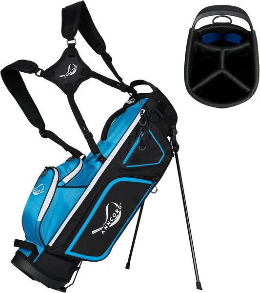 Golf Stand Bag with 4 Way Full Length Dividers, 4.4 Lbs Lightweight Golf Bag for Men Women, Waterproof Golf Carry Bags w/Stand, 7 Pockets & Cooler Pouch, Dual Straps, Rain Hood