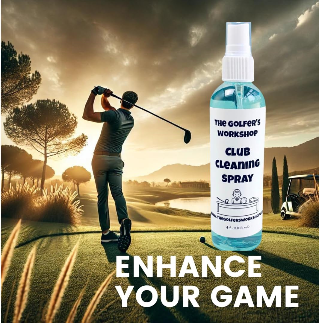 The Golfer's Workshop Golf Club Cleaner – 4oz Portable Spray Bottle | Deep Clean for Clubs, Balls & Grips | Golf Accessory