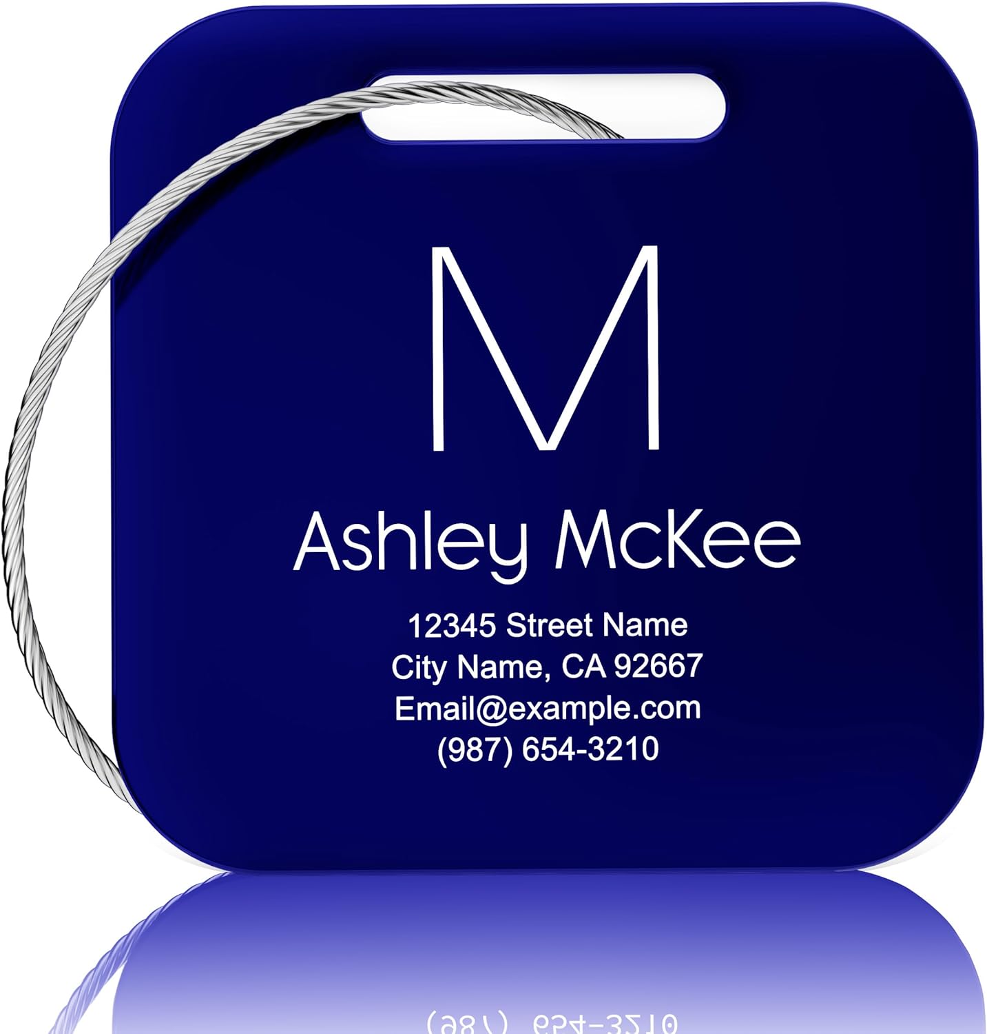 Luggage Tags for Suitcase - Personalized Engraved Blue Metal Tag for Cruise Travel - Custom Name Tags Suitable for Bags and Backpacks