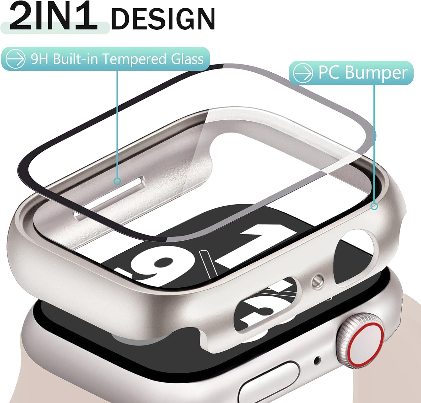 JR.DM 42mm 2 Pack Hard PC Case with HD Tempered Glass Screen Protector for Apple Watch Series 3/2/1, Slim Guard Bumper Full Coverage Protective Anti-Scratch Face Cover for iWatch, Starlight+ Clear