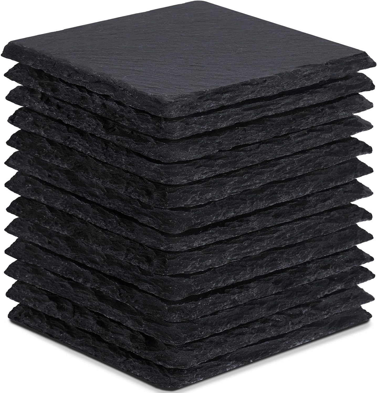 13 Pieces Slate Drink Coasters, GOH DODD 4 Inch Black Coasters Stone Coaster Set, Laser Engraving Blanks with Anti-Scratch Bottom for Home Office Kitchen Housewarming Gifts Wedding Party, Square
