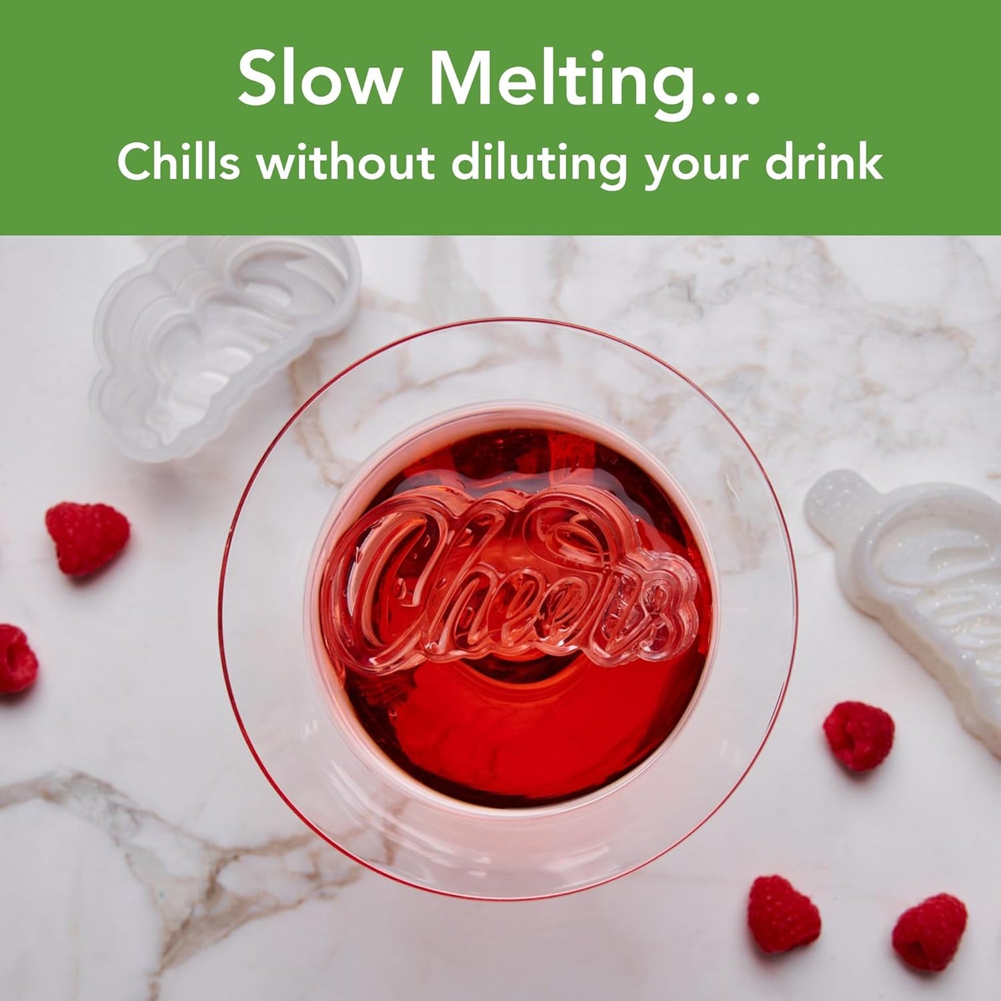 Tovolo Cheers Shaped Ice Molds, Set of 2 - Large Cheers Ice Mold Gift - Unique Ice Mold Chills Drinks - Odor-Free Freezer Storage, Dishwasher-Safe with Silicone Plunger