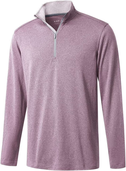M MAELREG Quarter Zip Golf Pullover Men Dry Fit Long Sleeve Performance Wicking Mock Neck 1/4 Zip Pullover Mens Sweatshirt