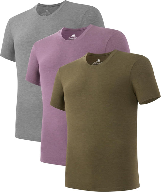 DAVID ARCHY Men's Undershirt Bamboo Rayon Moisture-Wicking Crewneck T-Shirts Stretch Tees for Men, 3 or 5 Pack