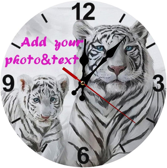 Custom Wall Clock,Personalized Wood Clock add Your Photo/Text,Customizable Silent Round Decoration for Kitchen Bathroom 10inch1 style3