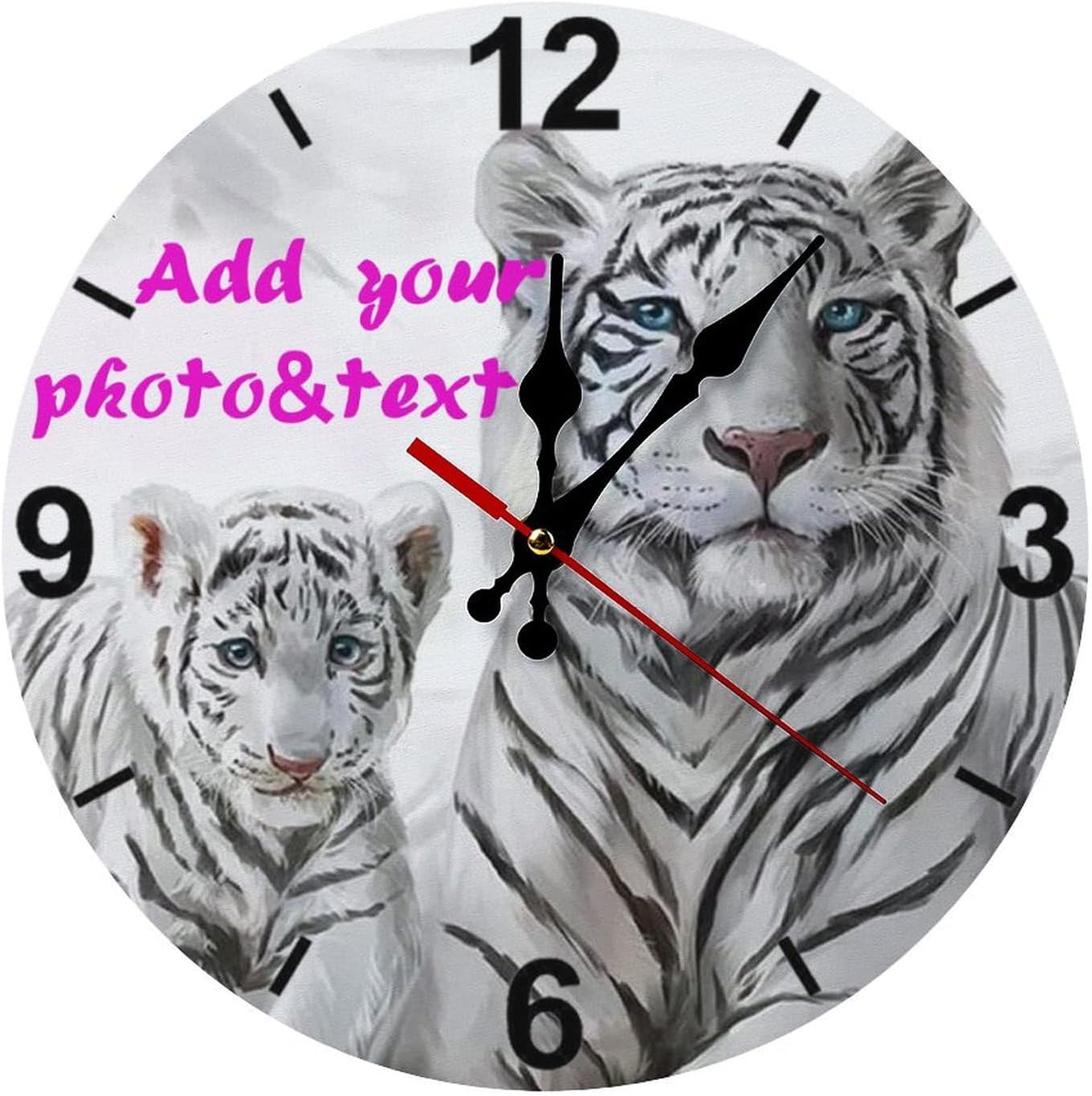 Custom Wall Clock,Personalized Wood Clock add Your Photo/Text,Customizable Silent Round Decoration for Kitchen Bathroom 23.6inch style3