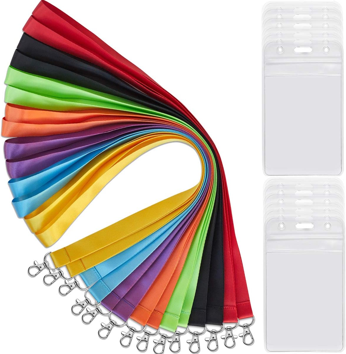 YOUOWO 14 Pack 7 Colors Cruise Lanyards Solid Durable with Vertial ID Badge Holder,for Office Keychain,Black Blue Neck Lanyard Wide 0.79inch (2cm)