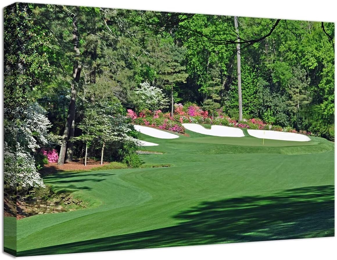 Augusta Golf Course Wall Art for Living Room Bedroom Bathroom Home Decorations Golf Art Golf Course Poster Picture Framed Artwork Canvas Prints Framed Ready to Hang(18''H x 24''W)