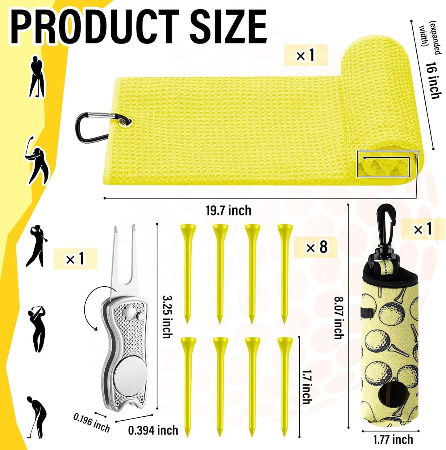 Liliful 12 Pcs Golf Accessories Kit, Include Golf Ball Bag with Hook Towel Tees Magnetic Ball Marker Divot Tool Cleaner Brush for Women Man Gifts