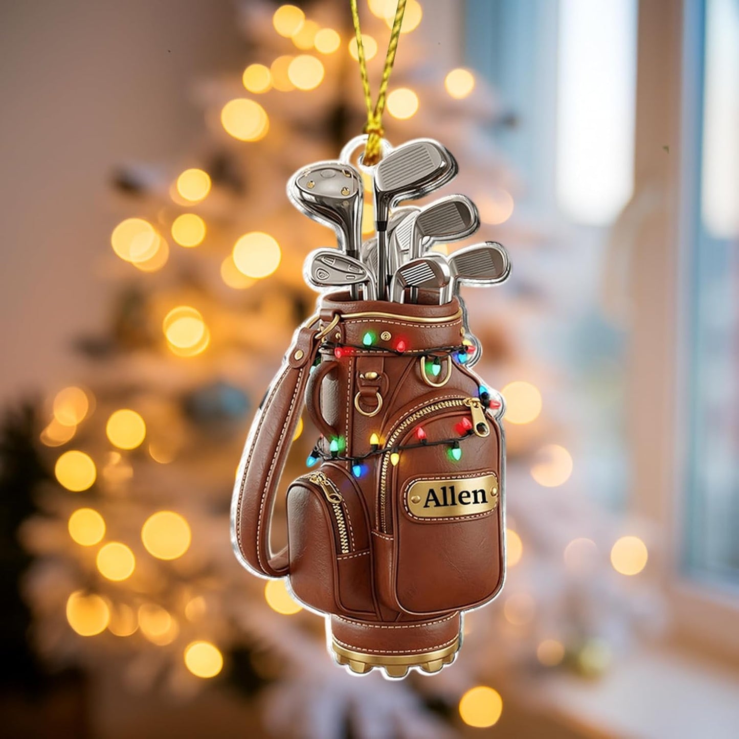 NAZENTI Personalized Golf Bag Lights Christmas Ornament 2025, Custom Name Golf Bag, Customization Golf Bag and Irons Decoration for Xmas Tree, Golfing Keepsake Gift for Golfer & Golf Player Lover