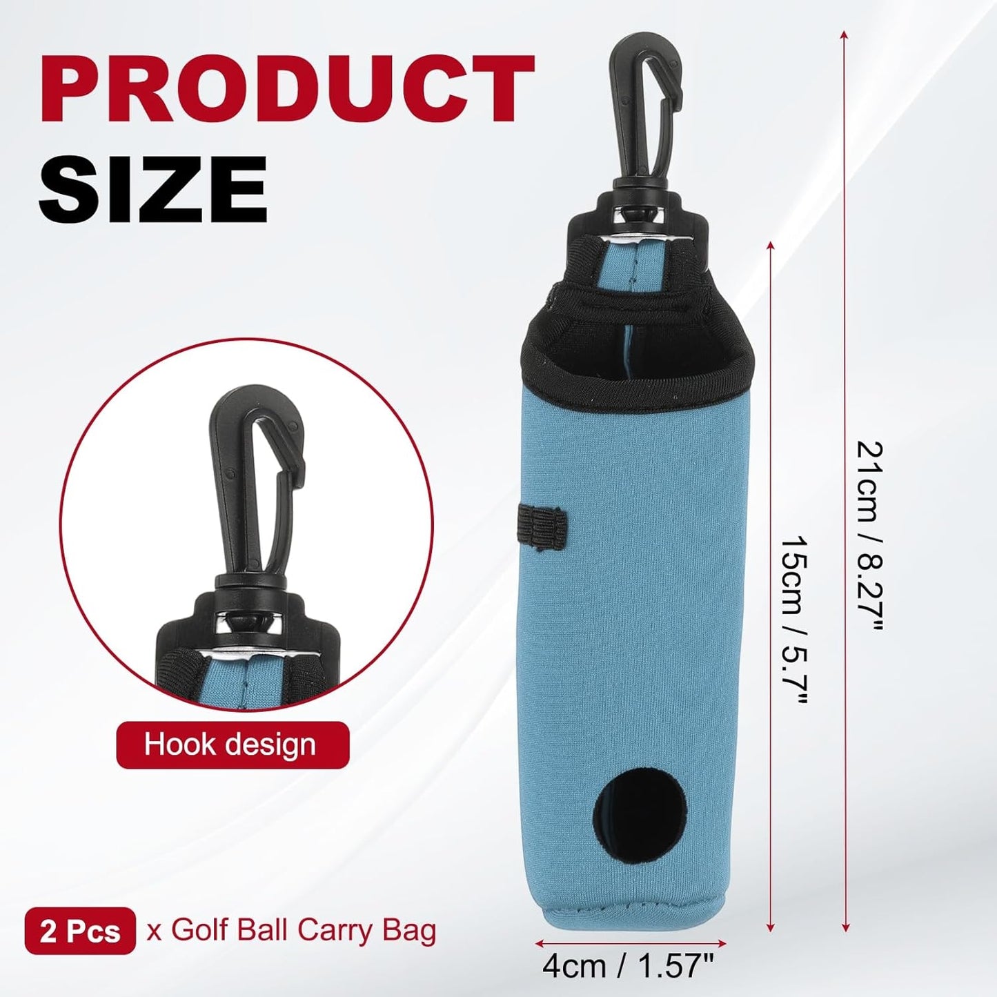 uxcell Golf Ball Carry Bag, Waist-Mounted Storage Bag Neoprene Golf Tee Holder Pouch with Lightweight Hook for Men and Women