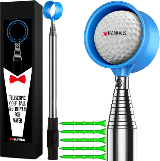 Golf Ball Retriever for Water,Telescopic 12Ft/9Ft Stainless Steel Shaft Two-Sided Easy Pick Up Balls,Unbreakable Head Retriever Tool Golf Accessories Golf Gift for Men