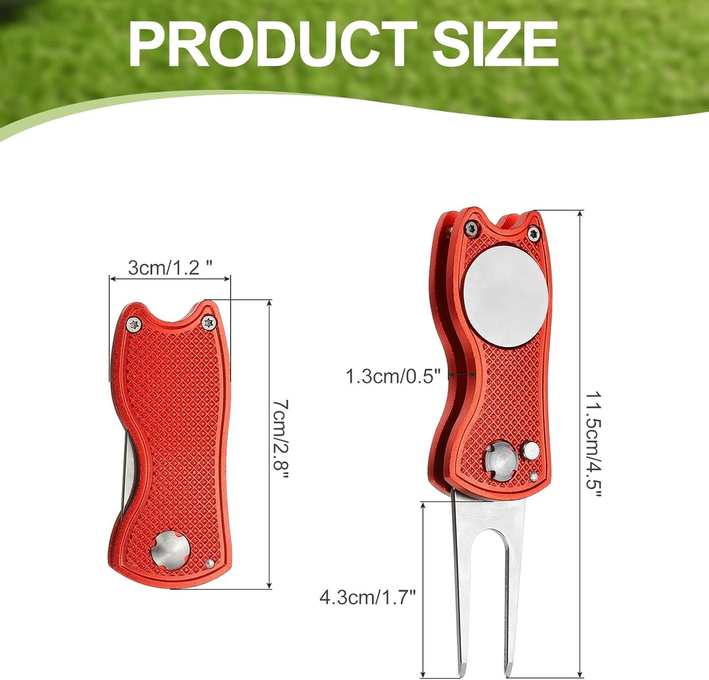 PATIKIL Golf Divot Repair Tool Foldable Metal Golf Green Divot Tool with Magnetic Ball Marker