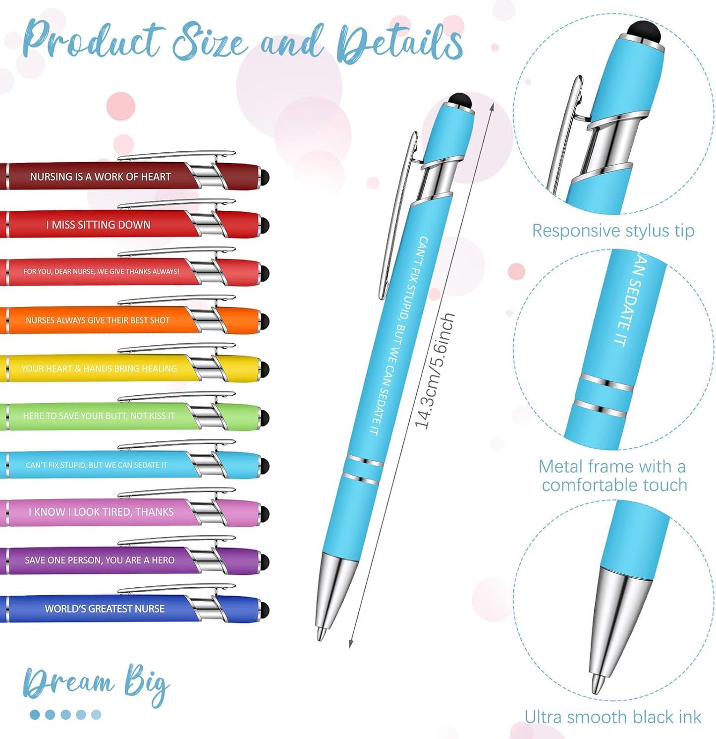 Geyee 24 Pcs Fun Nurse Sticky Notes with Funny Pens Fun Notepads for Adults Coworkers Nurse 3 x 4 Inch to Do List Notepads with Sayings Pen for Lab Week Gifts Teacher Office Supplies